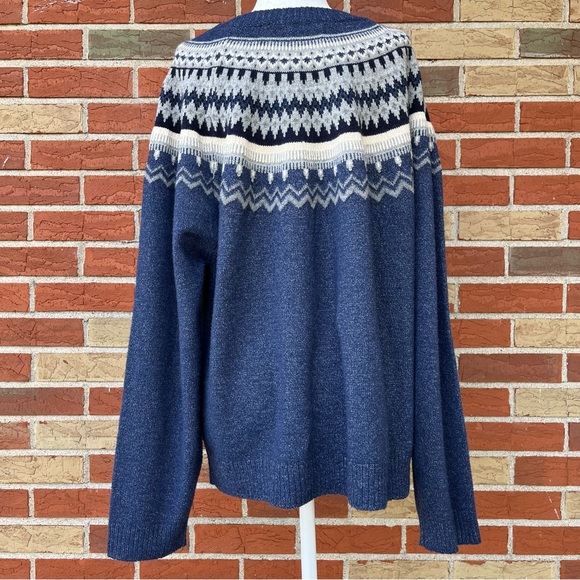 🍁 Original Weatherproof Vintage Since 1948 Indigo Blue Gray Fair Isle Sweater - Picture 6 of 8